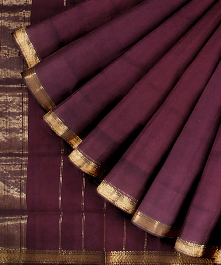 Purple maheshwari handloom cotton silk saree