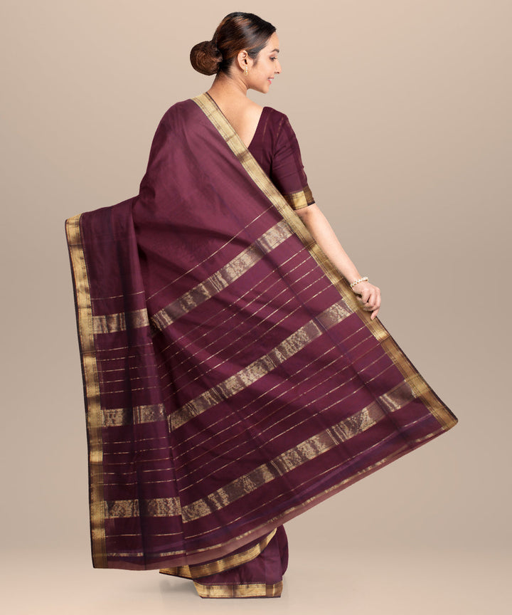 Purple maheshwari handloom cotton silk saree
