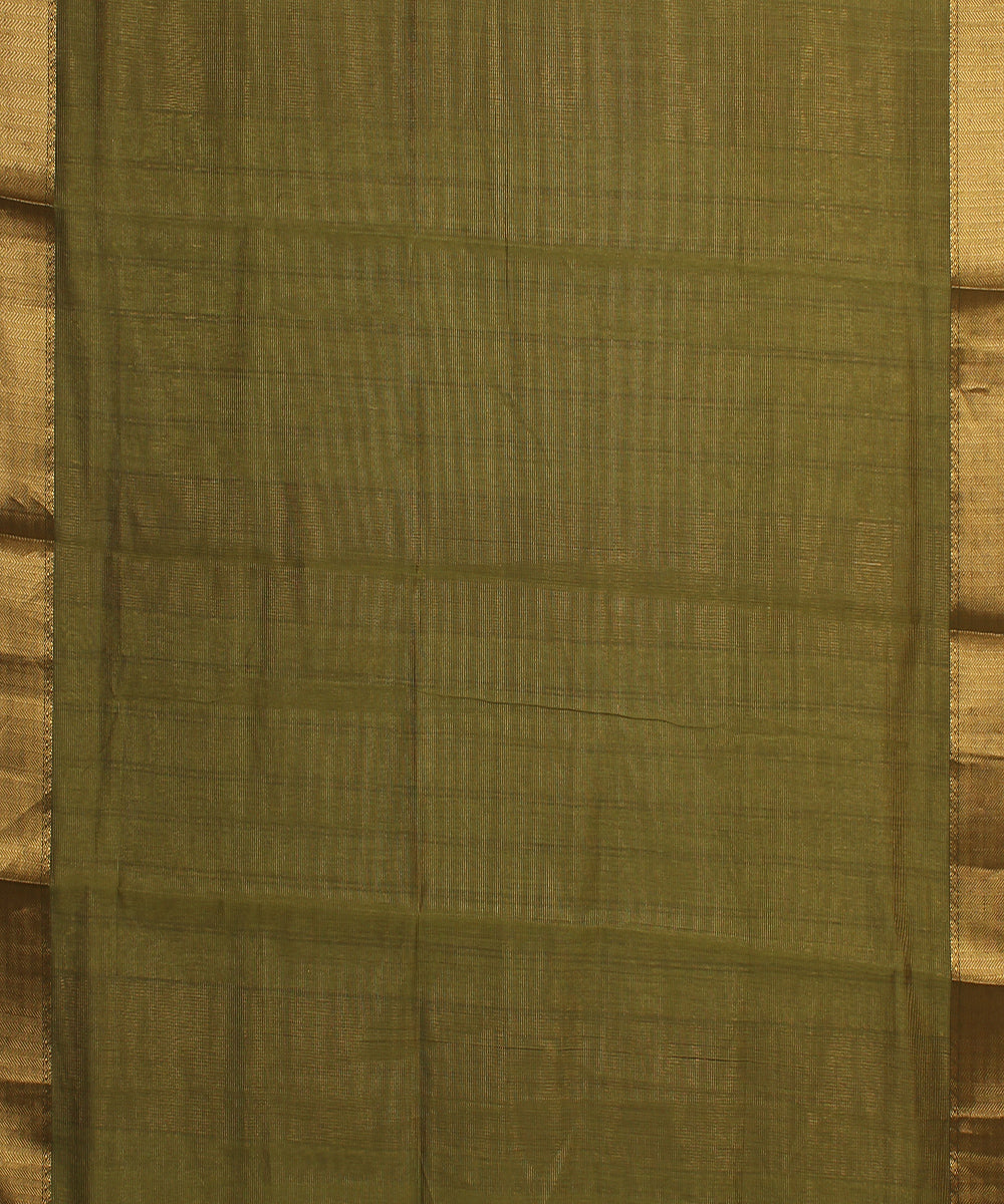 Green handwoven maheshwari cotton silk saree