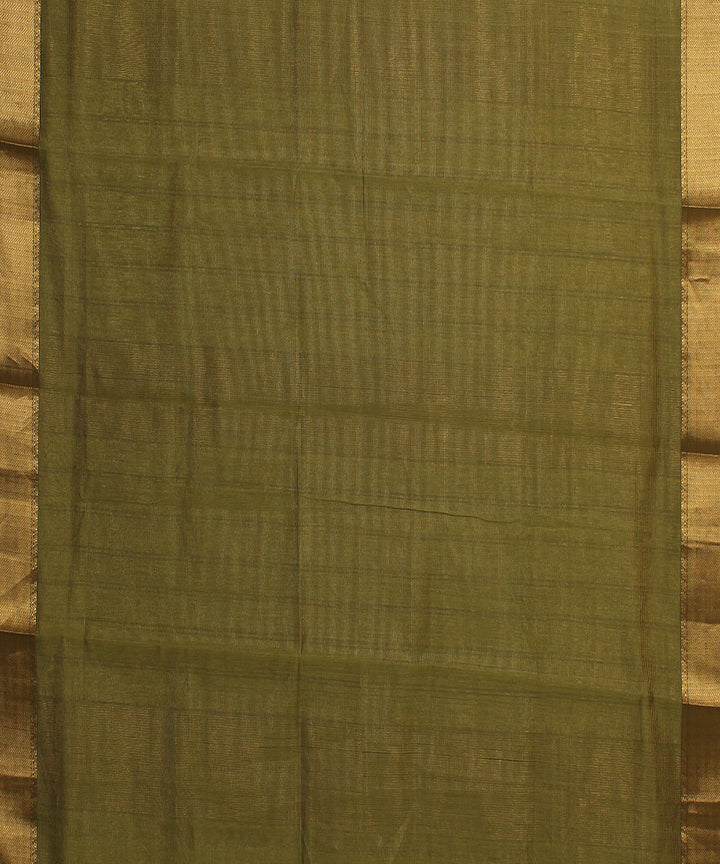 Green handwoven maheshwari cotton silk saree