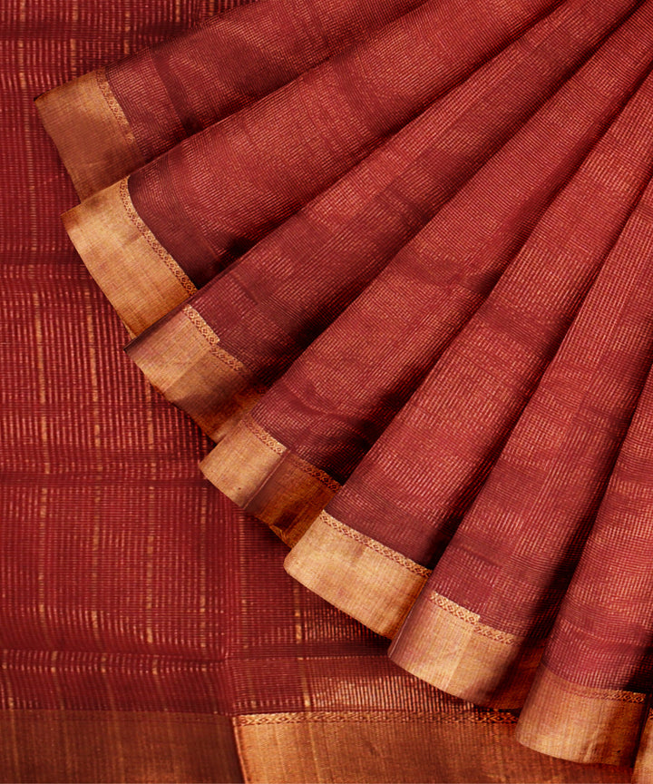 Red handwoven maheshwari cotton silk saree