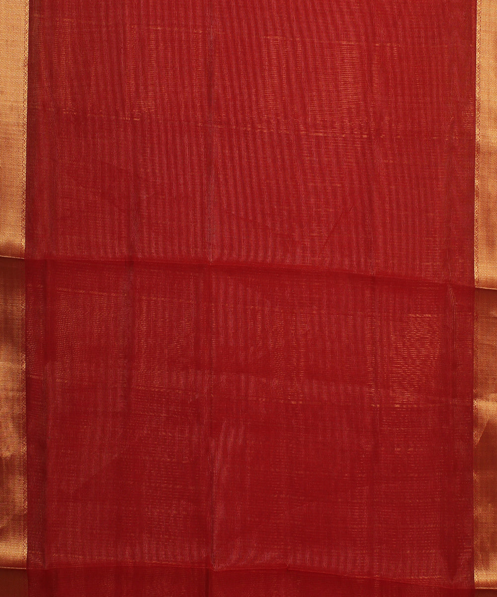 Red handwoven maheshwari cotton silk saree
