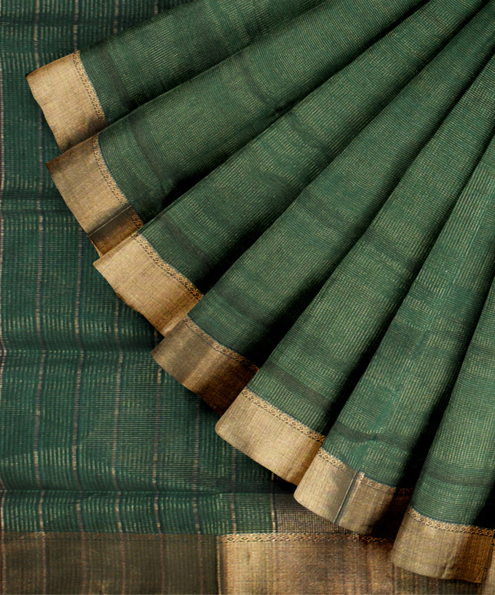 Green hand woven maheshwari cotton silk saree