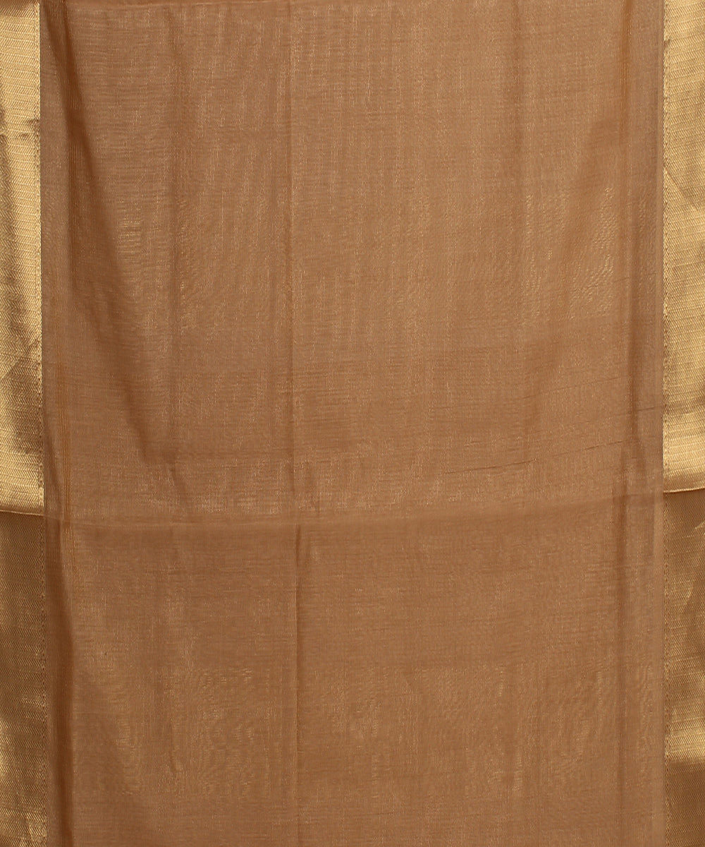 Beige handloom cotton silk maheshwari saree