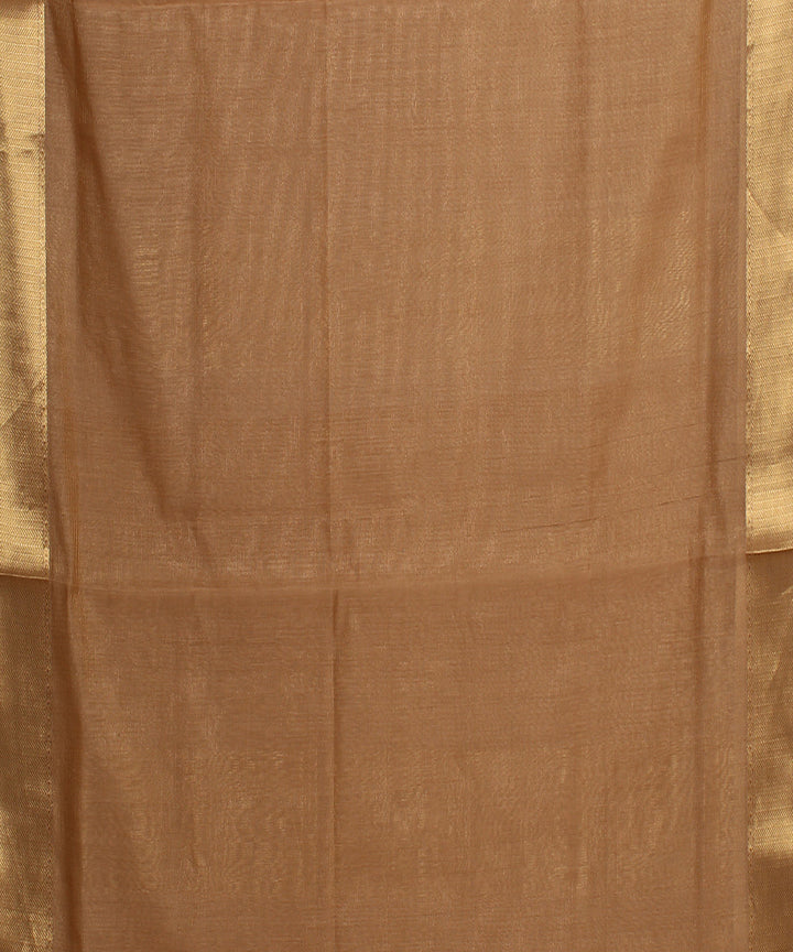Beige handloom cotton silk maheshwari saree