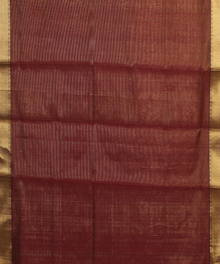 Brown handloom maheshwari cotton silk saree