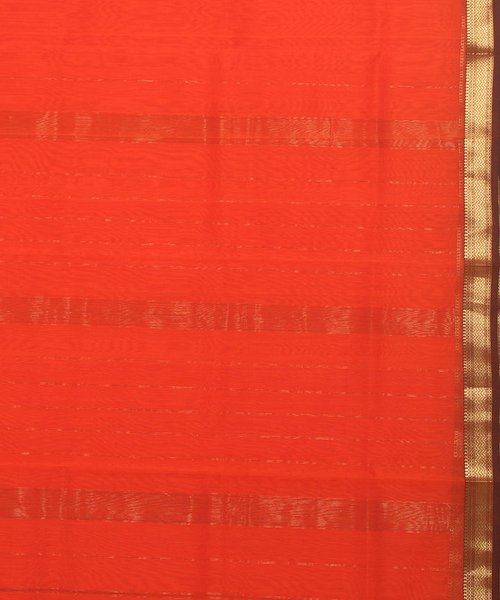Carrot orange maheshwari handloom cotton silk saree