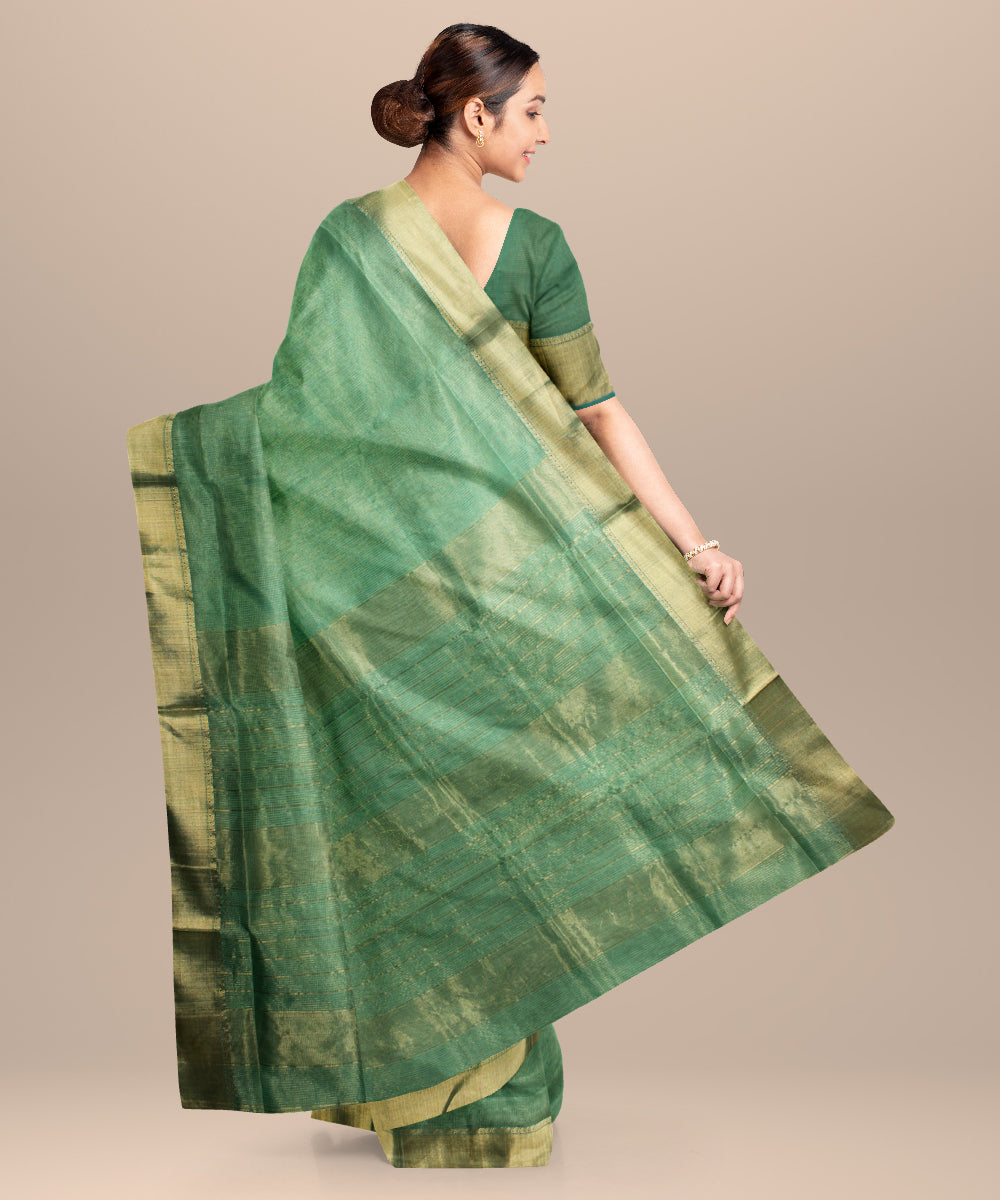 Light green maheshwari handloom cotton silk saree