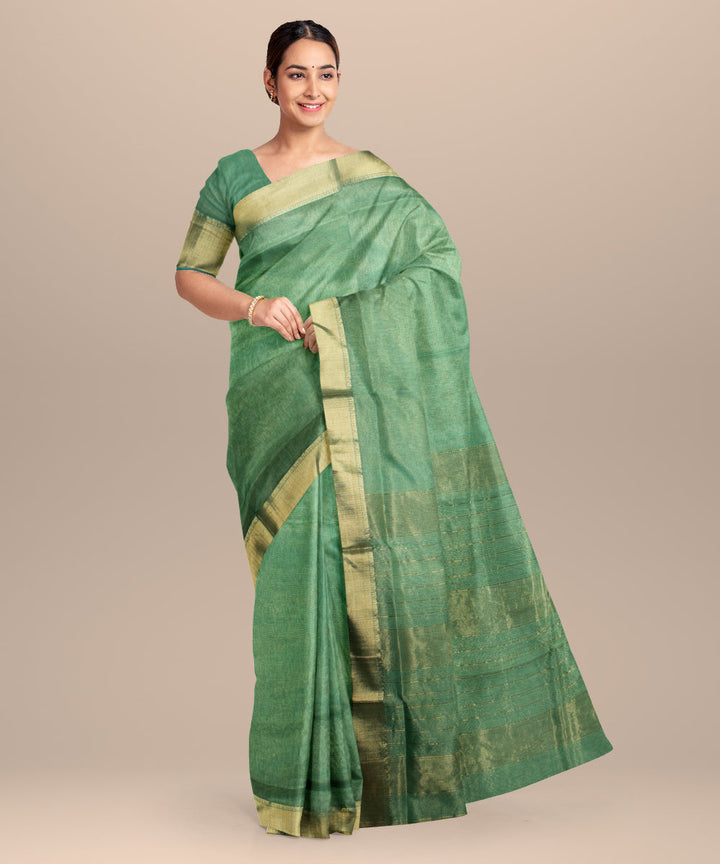 Light green maheshwari handloom cotton silk saree