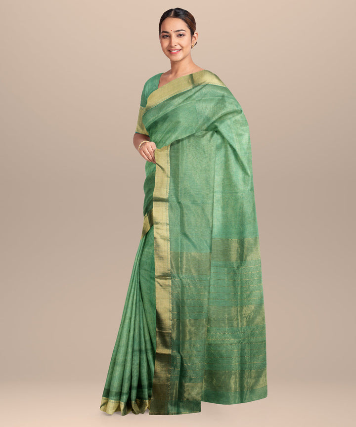 Light green maheshwari handloom cotton silk saree