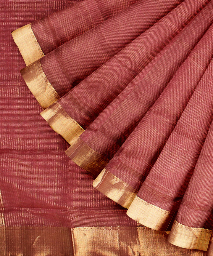 Maroon handloom maheshwari cotton silk saree