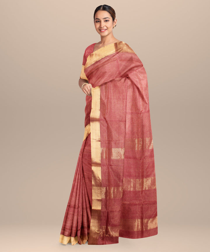 Maroon handloom maheshwari cotton silk saree