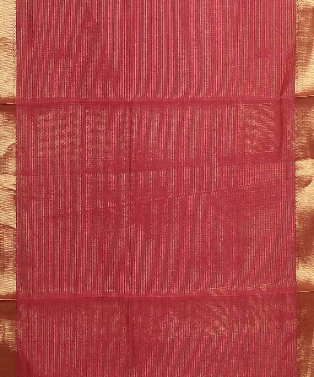 Maroon handloom maheshwari cotton silk saree