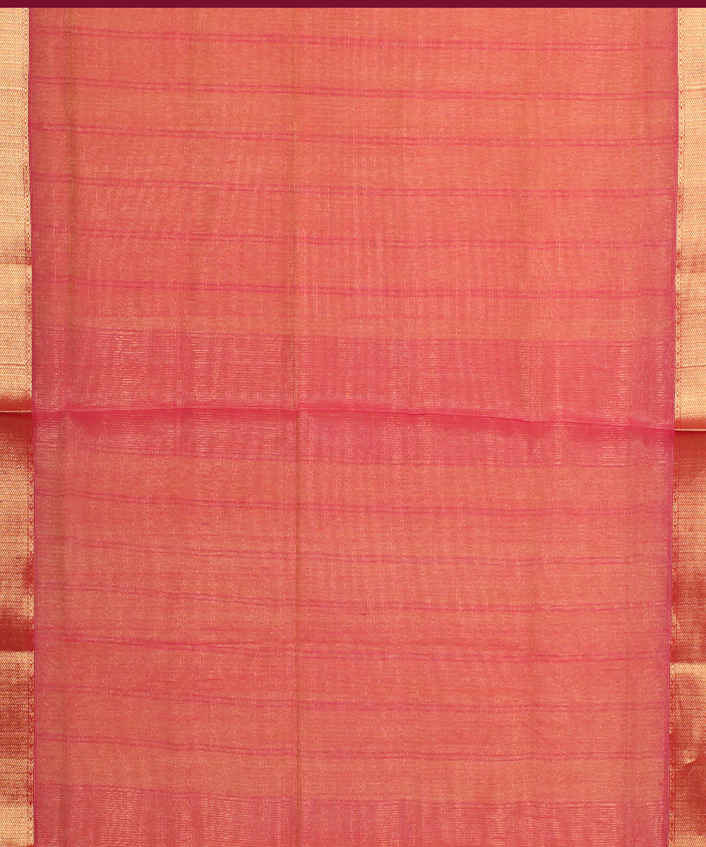 Yellow red maheshwari handloom cotton silk saree