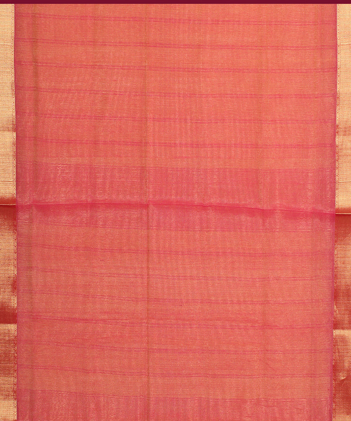 Yellow red maheshwari handloom cotton silk saree