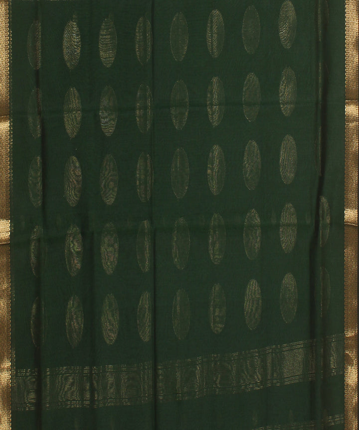 Dark green maheshwari handloom cotton silk saree