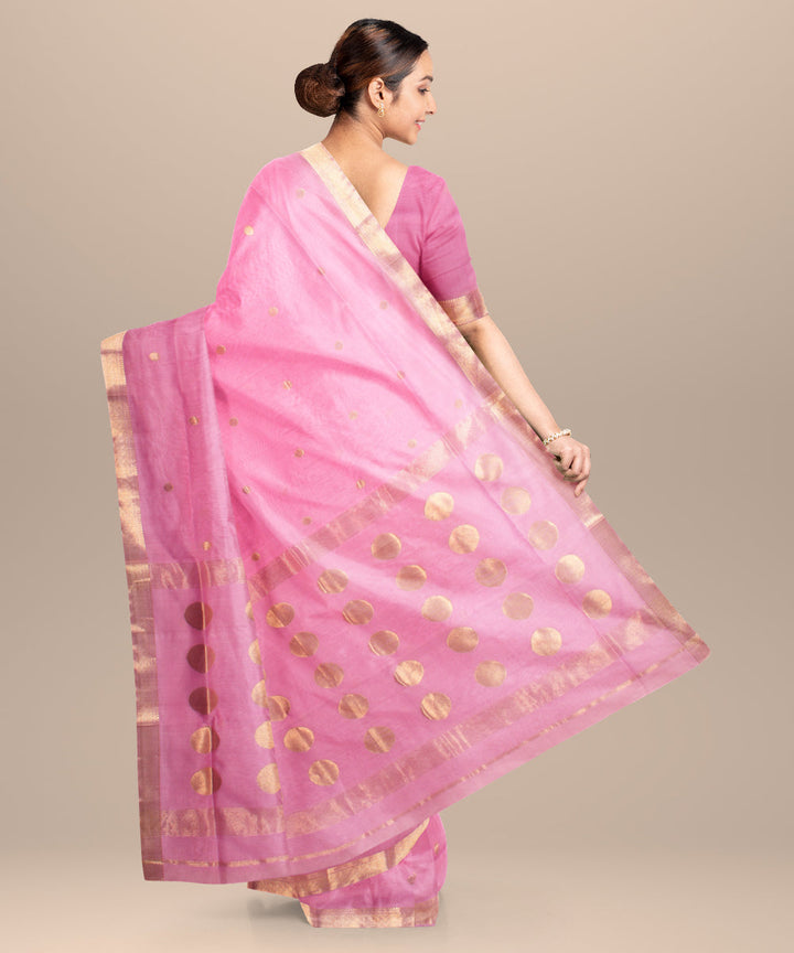 Light pink maheshwari handloom cotton silk saree