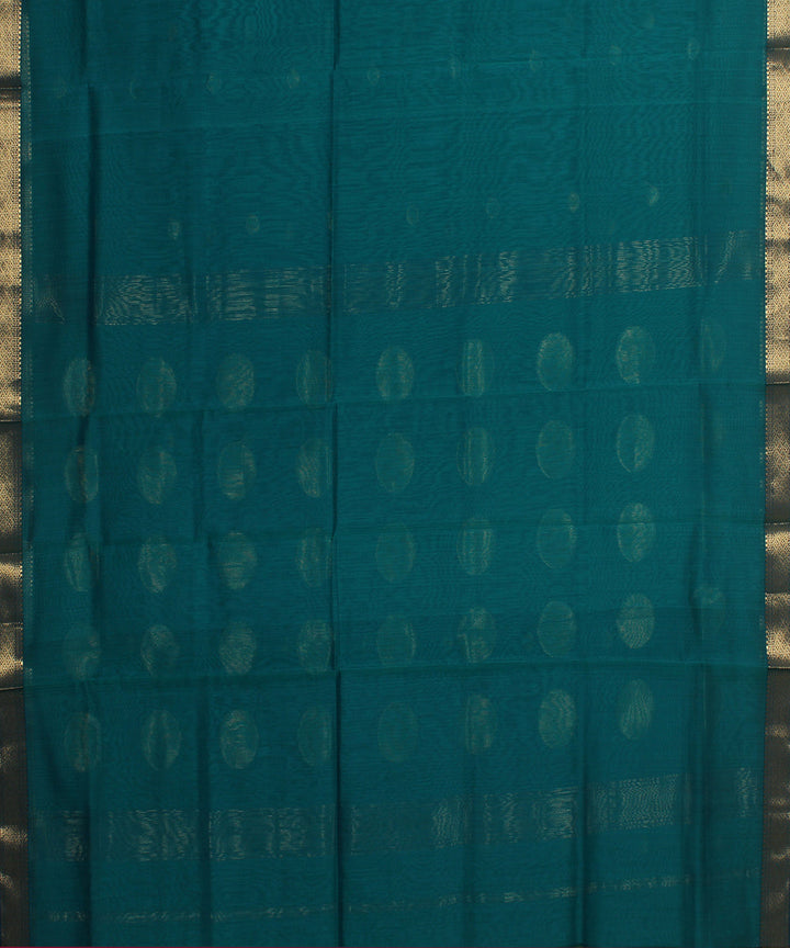 Deep green maheshwari handloom cotton silk saree