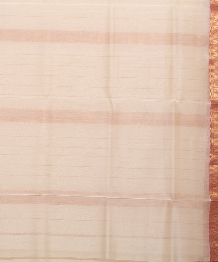 Offwhite red maheshwari handloom cotton silk saree
