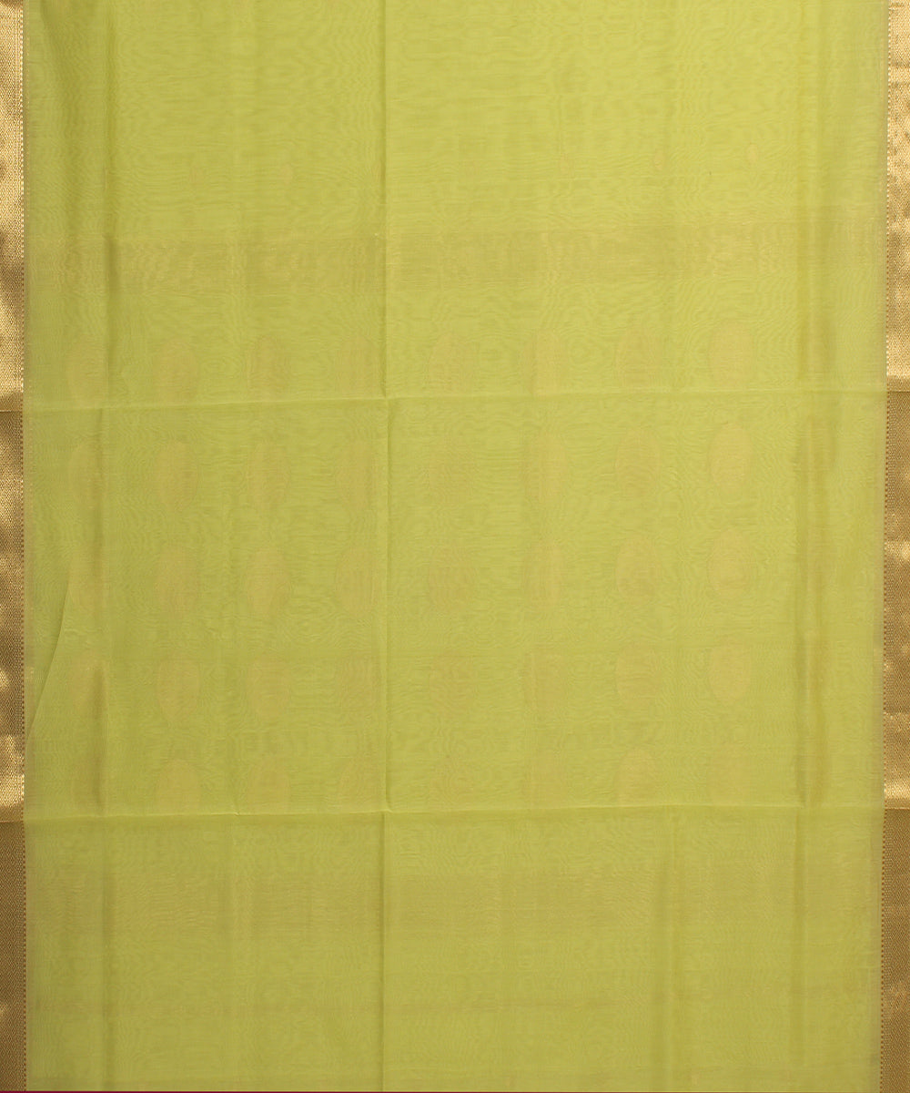 Lemon green maheshwari handloom cotton silk saree