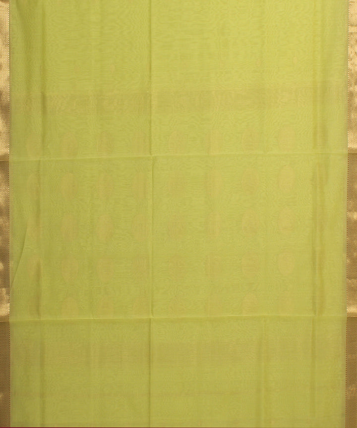 Lemon green maheshwari handloom cotton silk saree