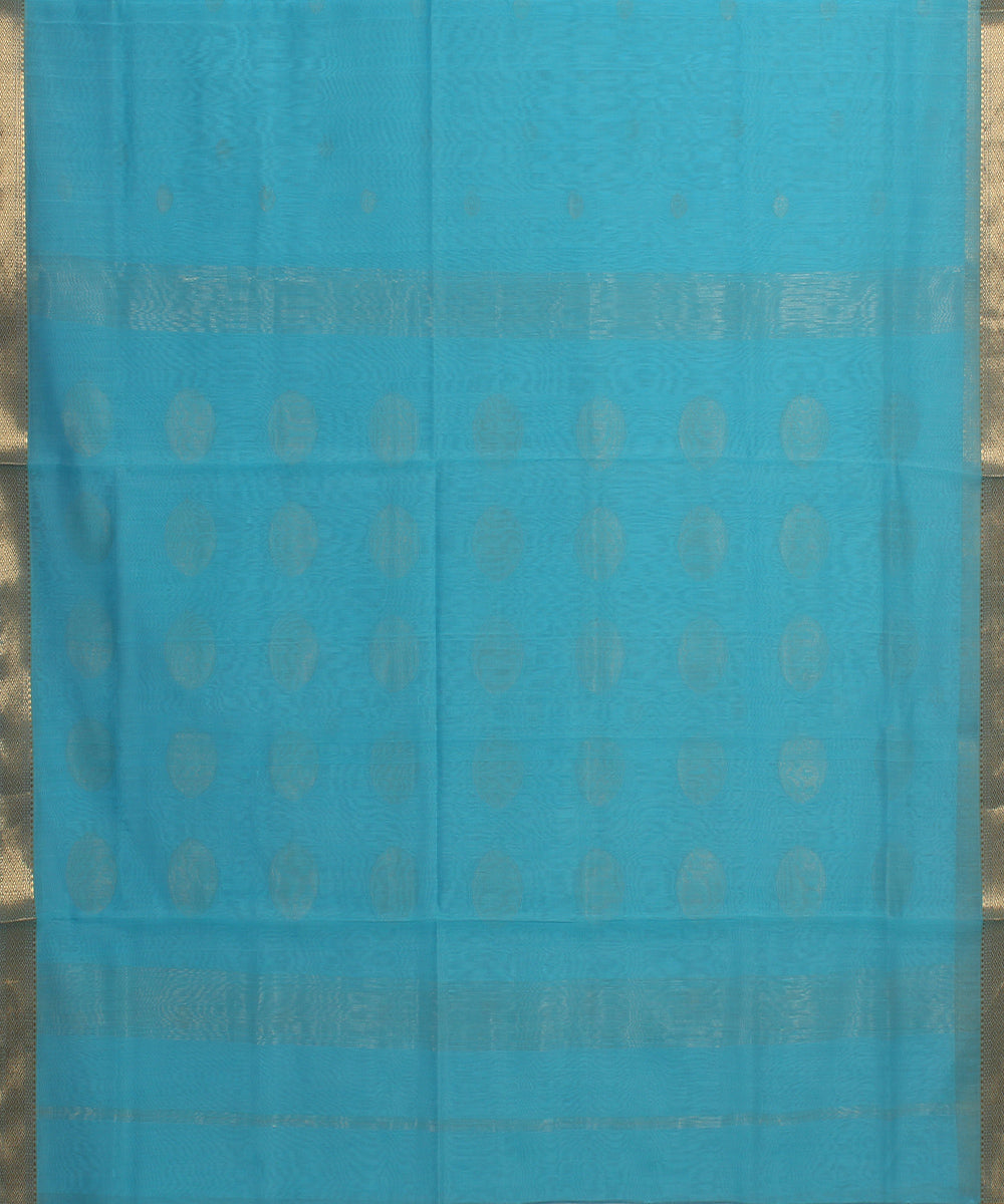 Sky blue maheshwari handloom cotton silk saree