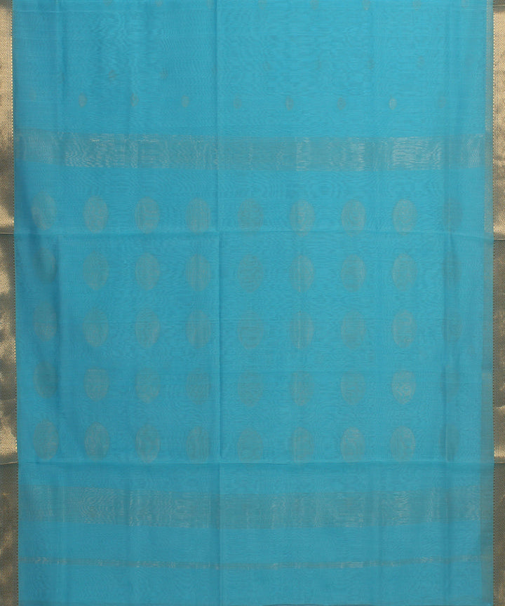Sky blue maheshwari handloom cotton silk saree