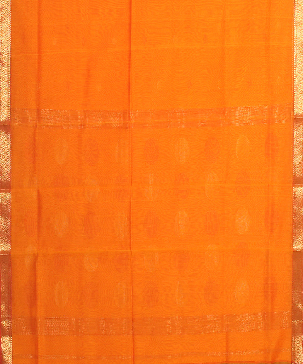 Mustard red maheshwari handloom cotton silk saree