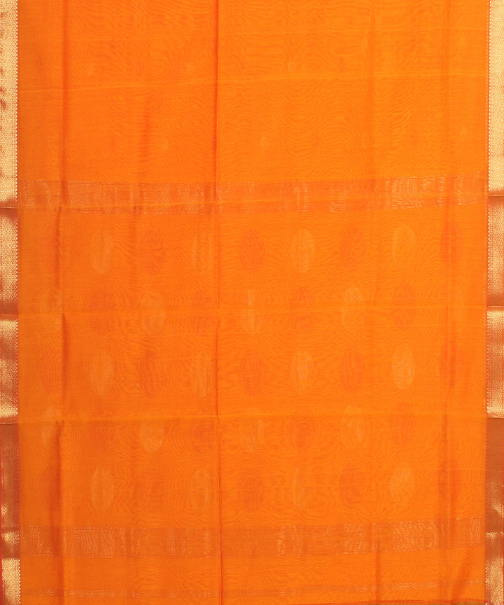 Mustard red maheshwari handloom cotton silk saree