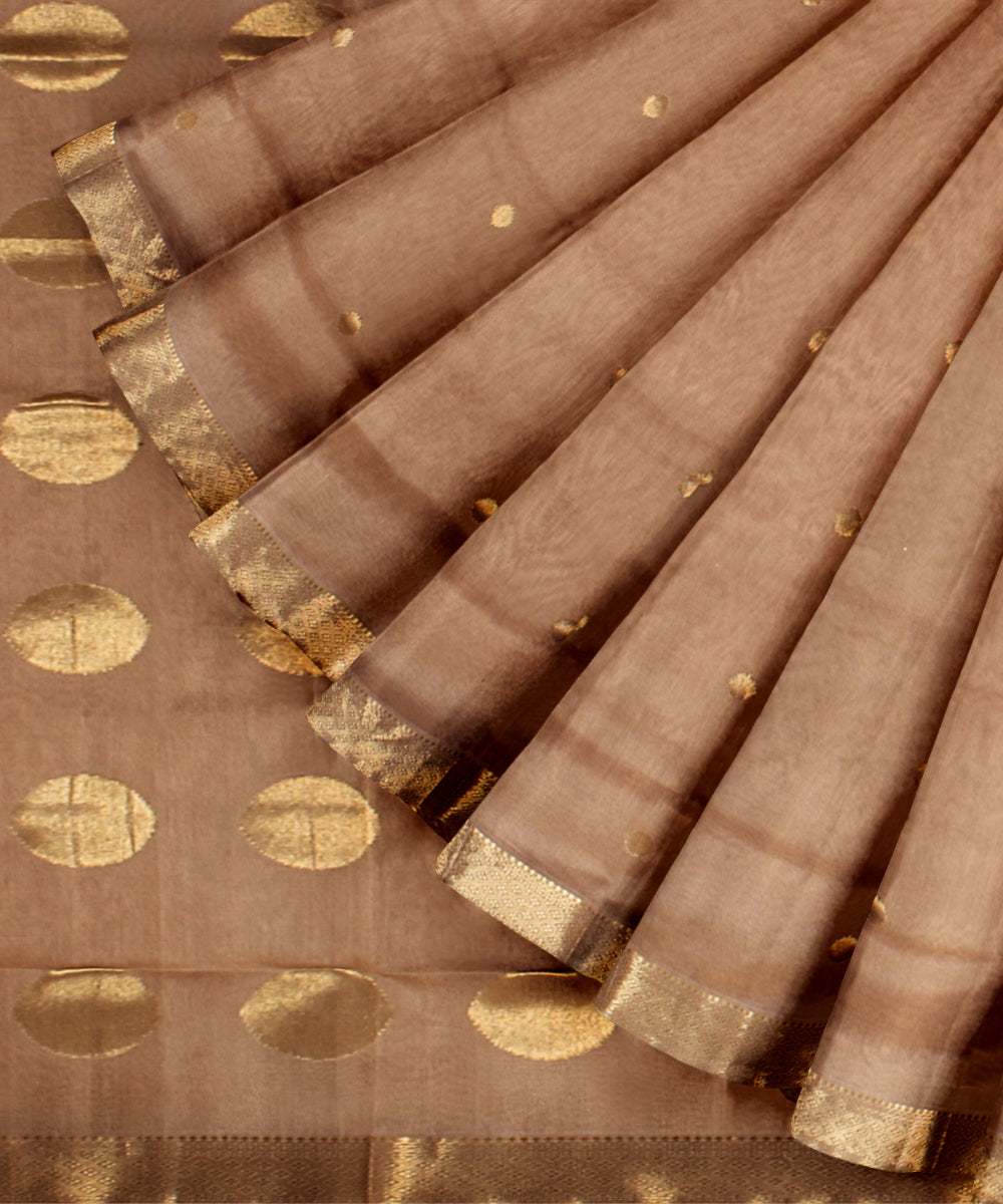 Beige handloom maheshwari cotton silk saree