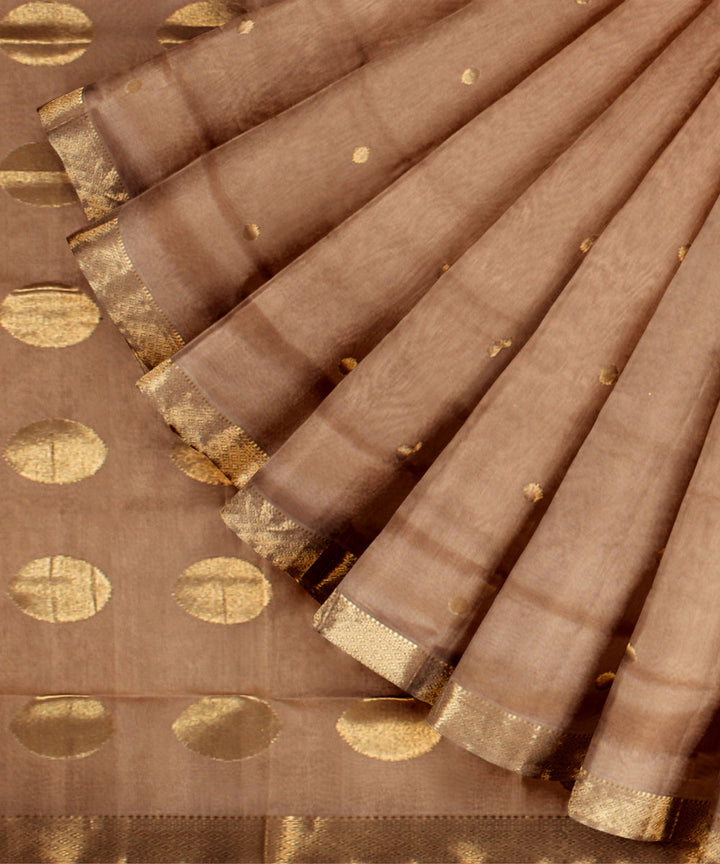 Beige handloom maheshwari cotton silk saree