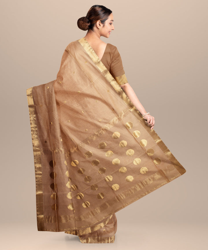 Beige handloom maheshwari cotton silk saree
