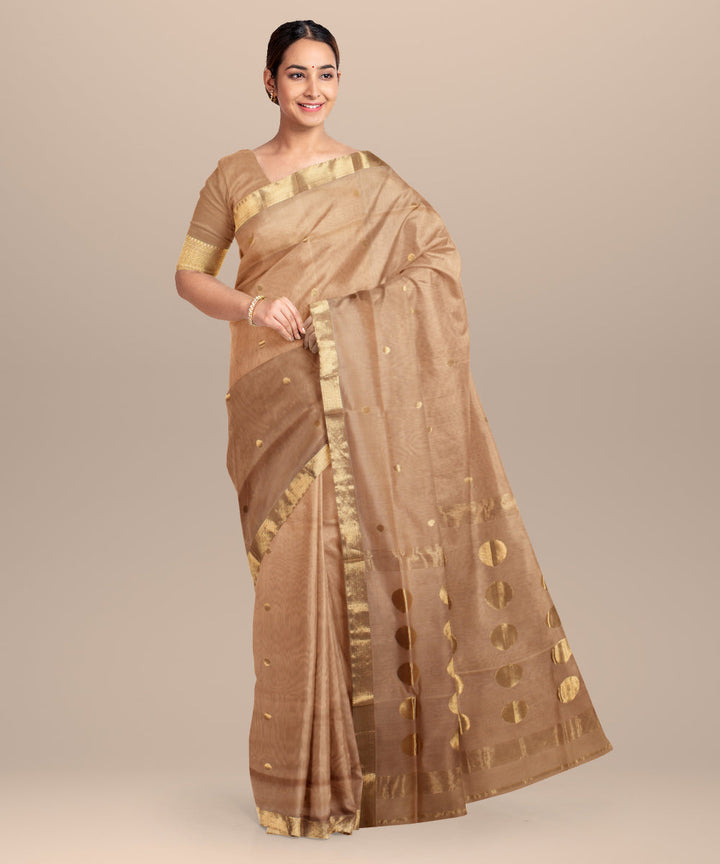 Beige handloom maheshwari cotton silk saree