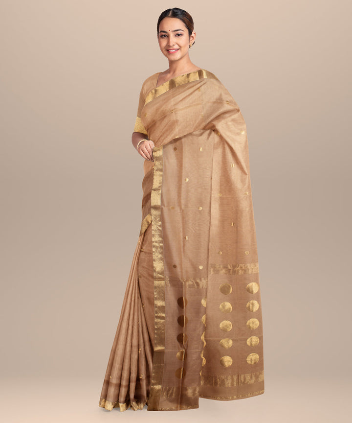 Beige handloom maheshwari cotton silk saree