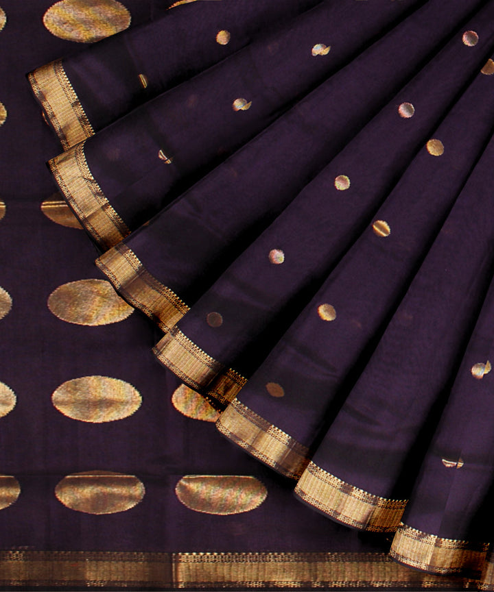 Violet maheshwari hand loom cotton silk saree