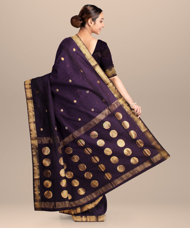 Violet maheshwari hand loom cotton silk saree