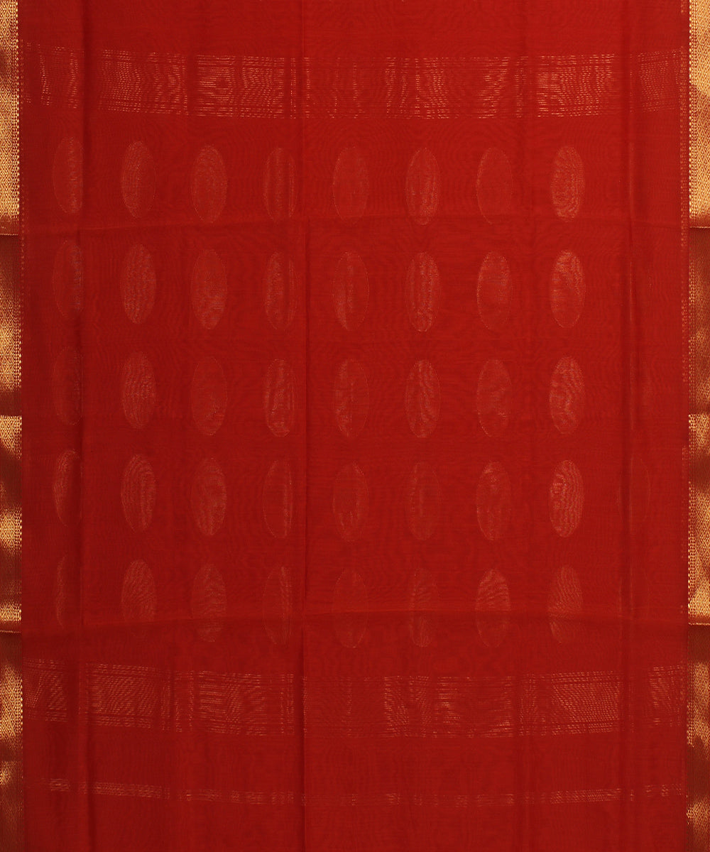 Red maheshwari hand loom cotton silk saree