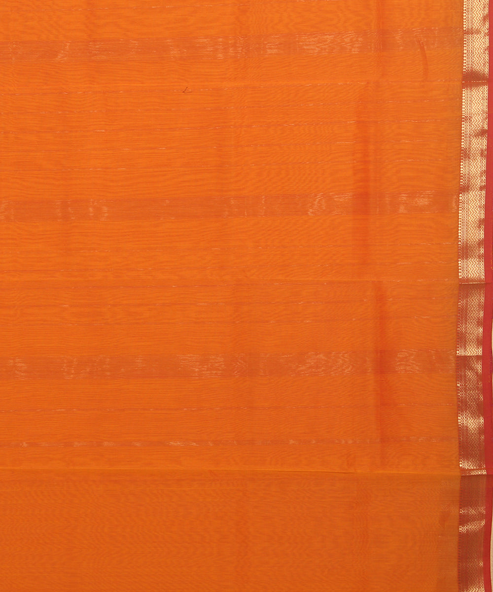 Mustard red handloom maheshwari cotton silk saree
