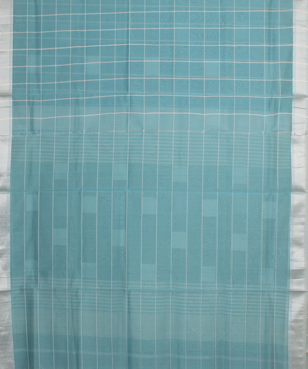 Sea green maheshwari handloom cotton silk saree
