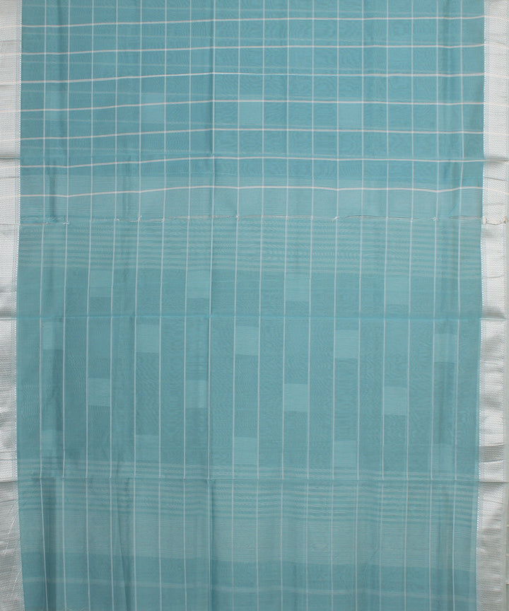 Sea green maheshwari handloom cotton silk saree