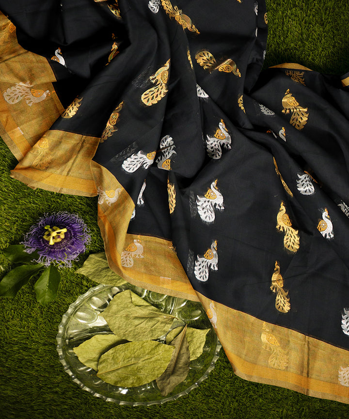Black mustard butta handwoven rajahmundry cotton saree