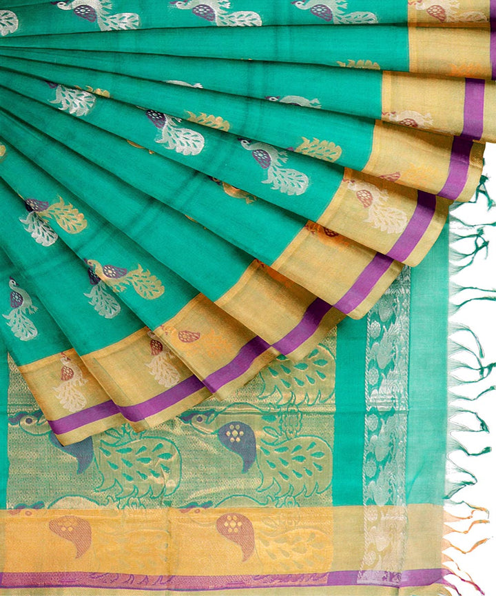 Light green butta rajahmundry handwoven cotton saree
