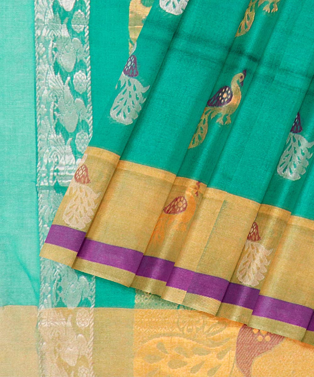 Light green butta rajahmundry handwoven cotton saree