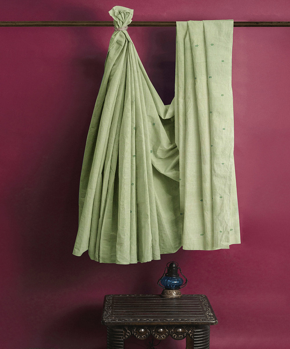 Olive green butta rajahmundry handwoven cotton saree