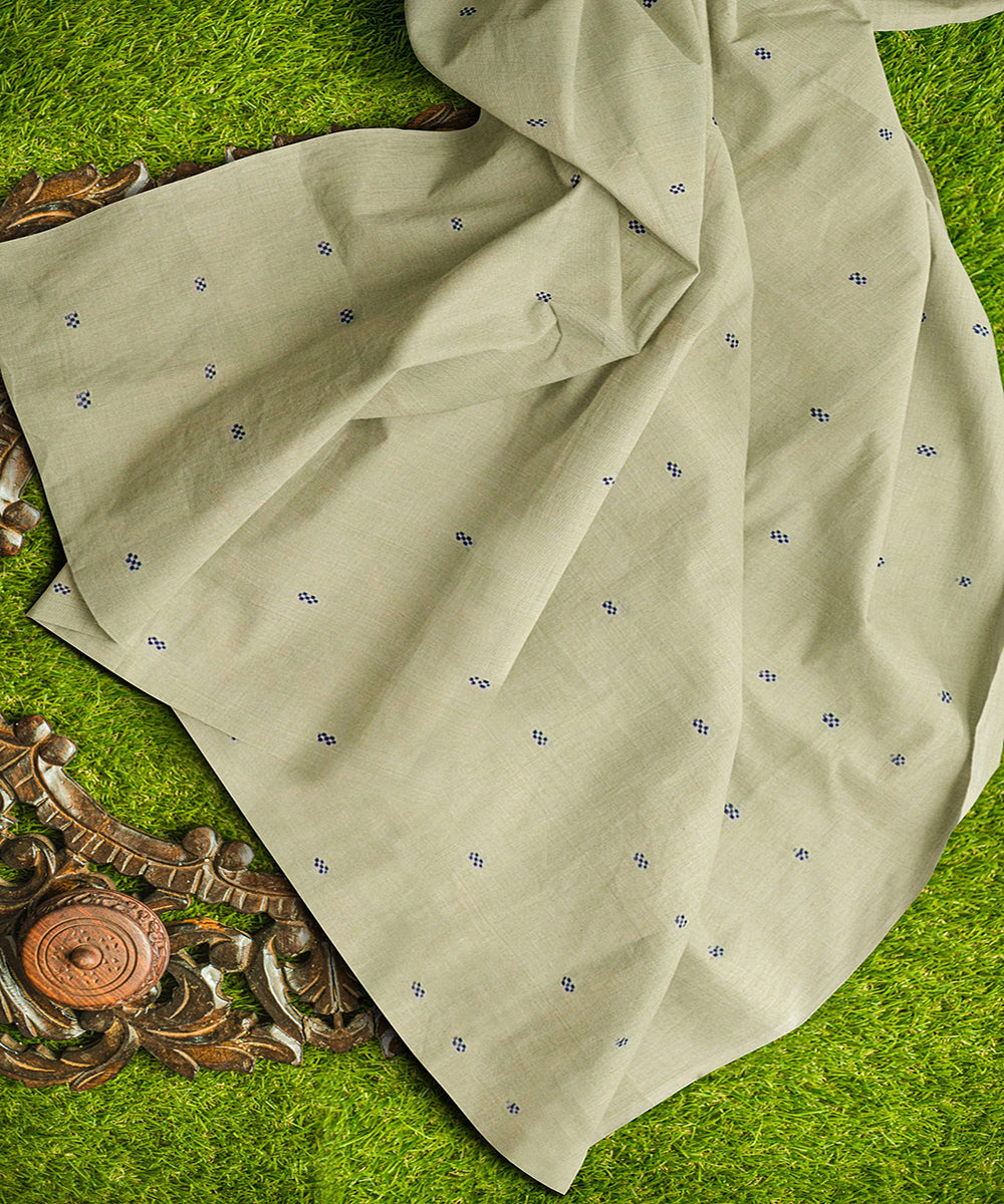 Light olive green butta handwoven cotton rajahmundry saree