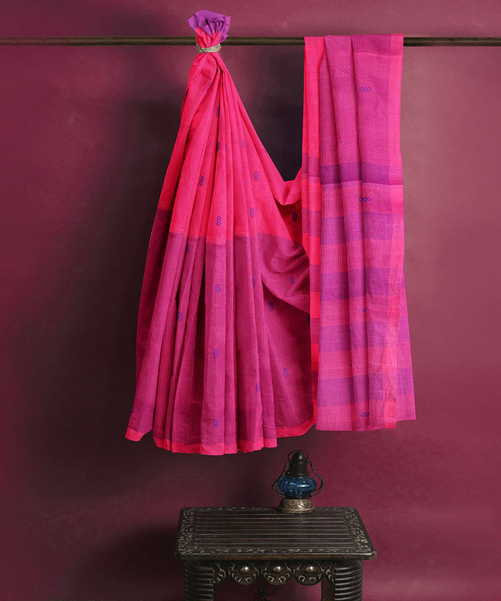 Pink butta handwoven rajahmundry cotton saree