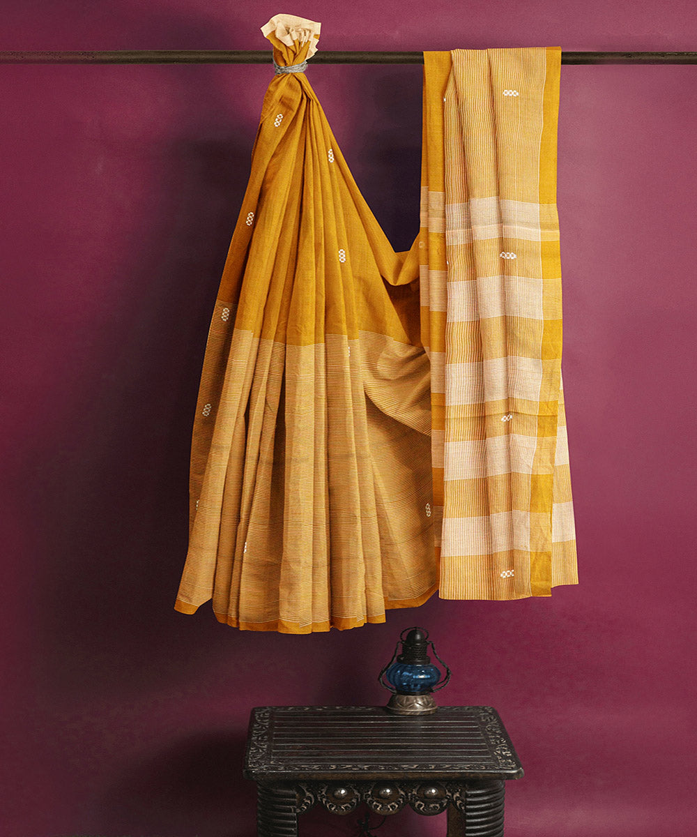 Copper brown butta handwoven rajahmundry cotton saree