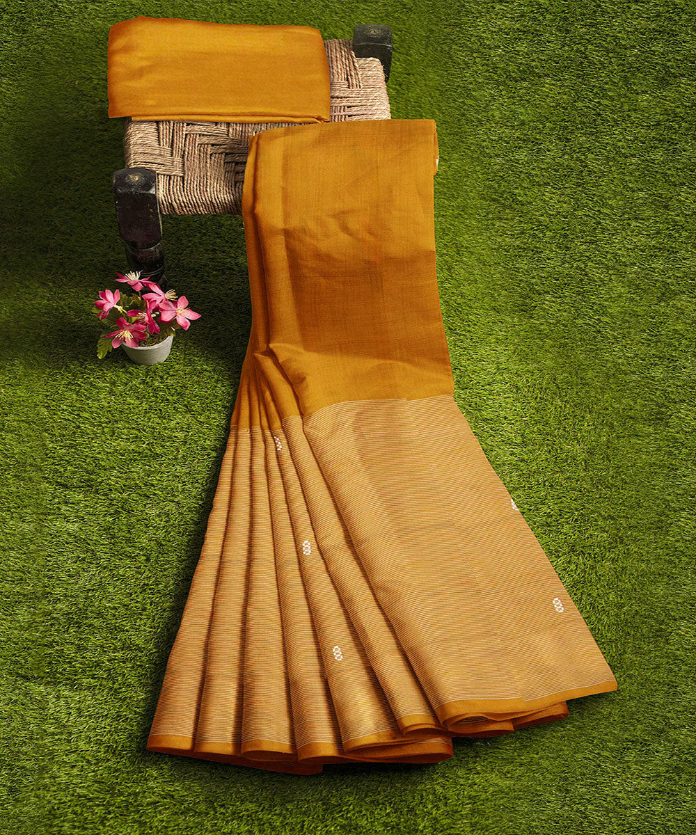 Copper brown butta handwoven rajahmundry cotton saree