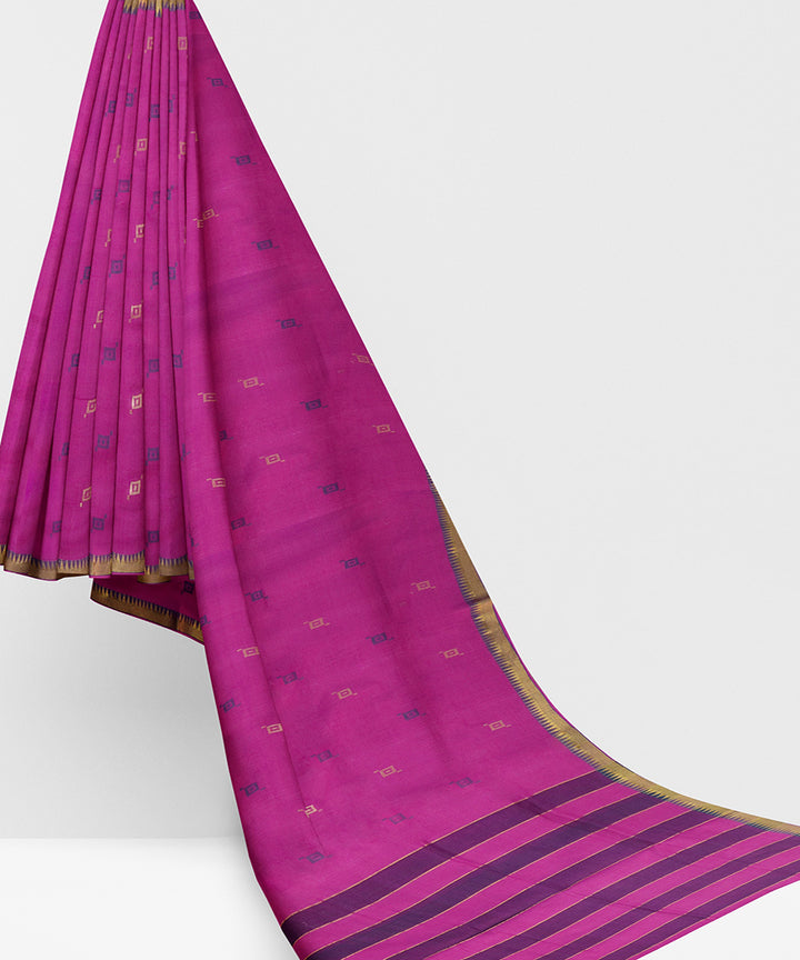 Purple plain butta rajahmundry handwoven cotton saree