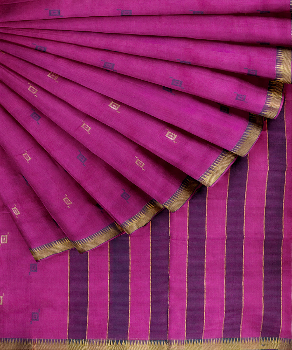 Purple plain butta rajahmundry handwoven cotton saree